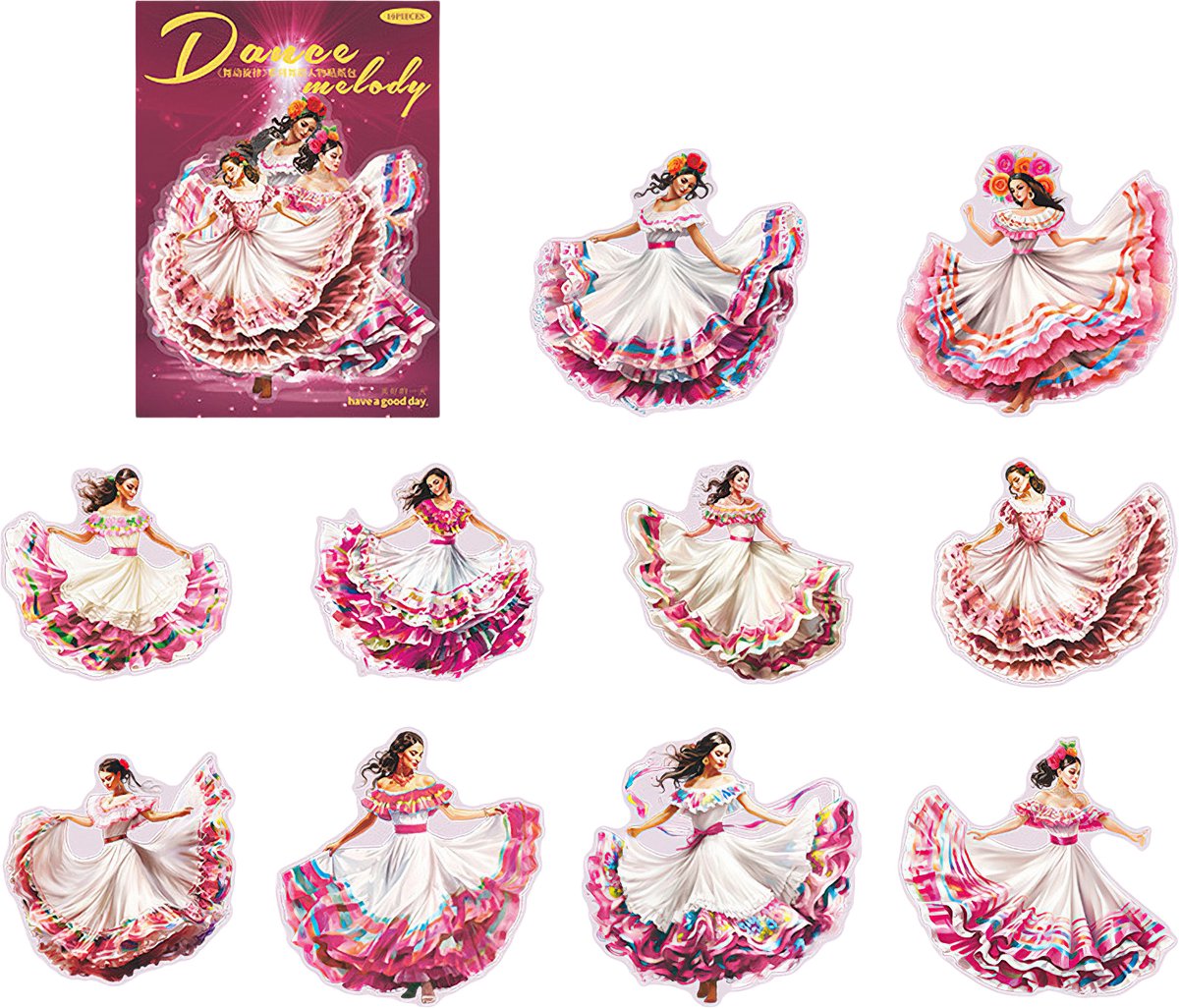 Ainy Flamenco Roze PET Stickers 10 stuks voor bullet journal, fotoalbum, laptop, telefoon, waterfles en zelfs als muursticker | knutselen stickervellen voor kinderen en volwassenen